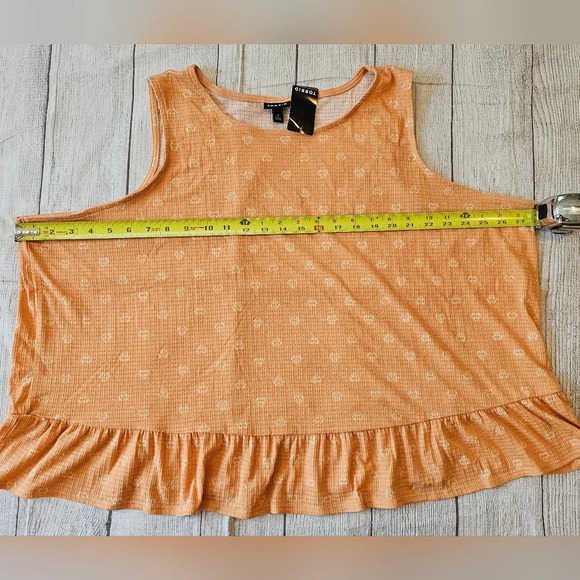 Torrid •Size 4X• Texture Knit High Neck Ruffle Crop Top Tank Peach Bloom NWT - Picture 5 of 6
